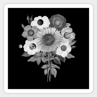 SunFlower System Planets Black and White Magnet